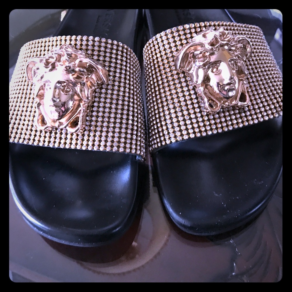Versace Medusa head sandals cristal embellished 7